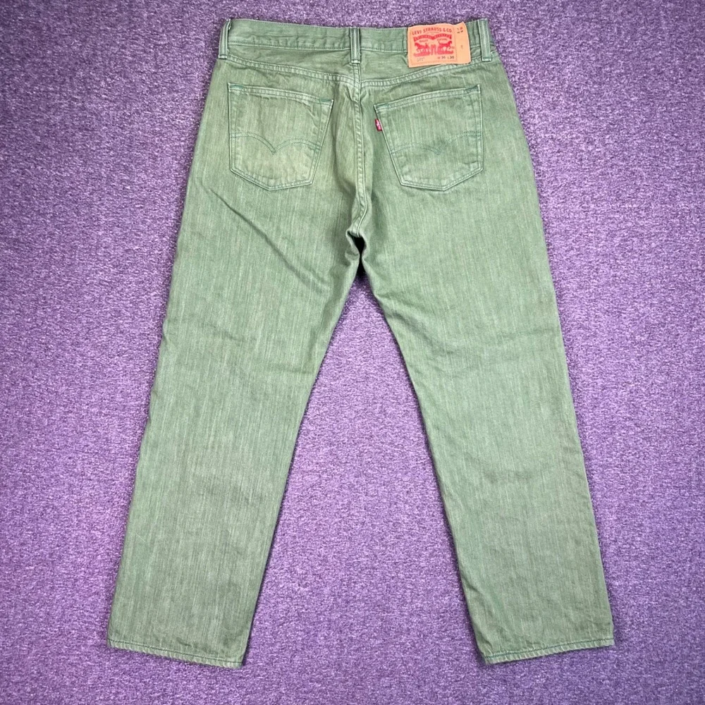 Levis 501 Original Jeans Mens 36x30 Green Straight Classic Button‎ Fly Fits34x28